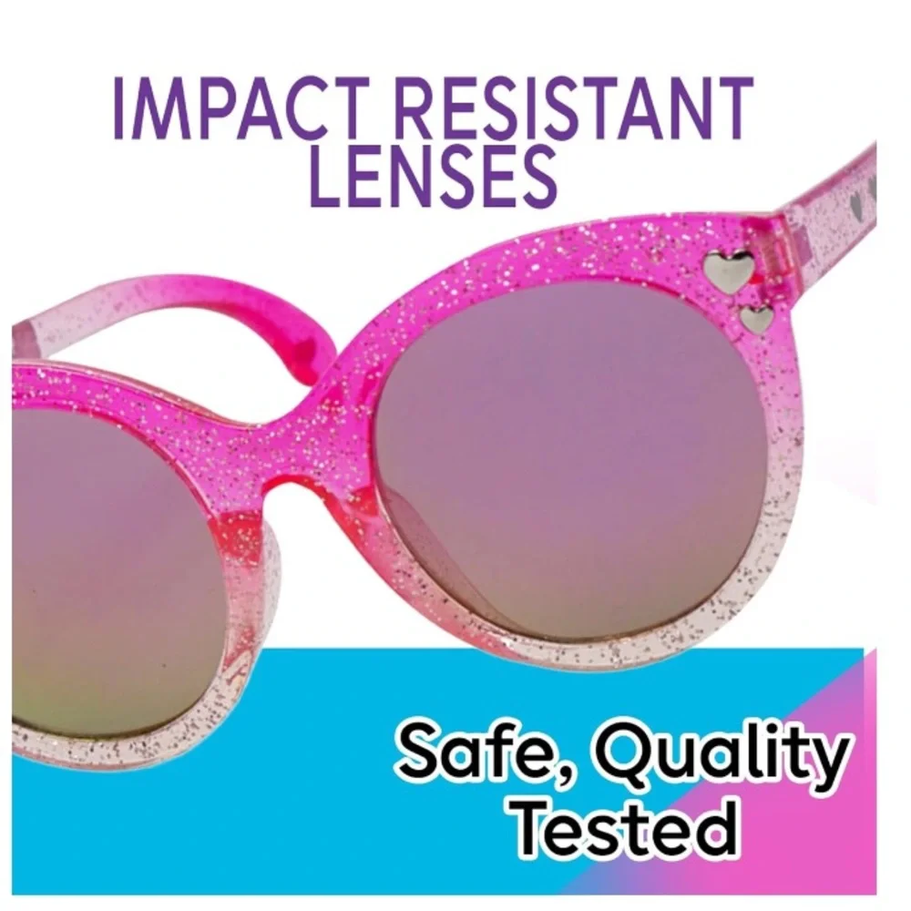 NWT Barbie Pink Tinted Glitter Girl’s Sunglasses